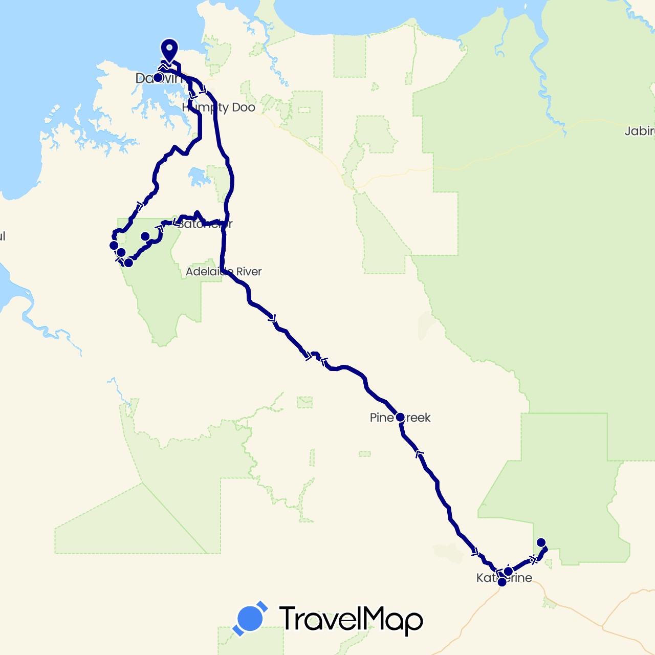 TravelMap itinerary: driving in Australia (Oceania)